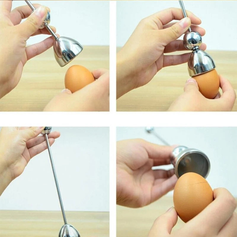 Hot Sale Boiled Egg Topper Shell Top Cutter Kitchen Gadgets Egg Tools Egg Cracker Separator Stainless Steel Egg Knocker Opener