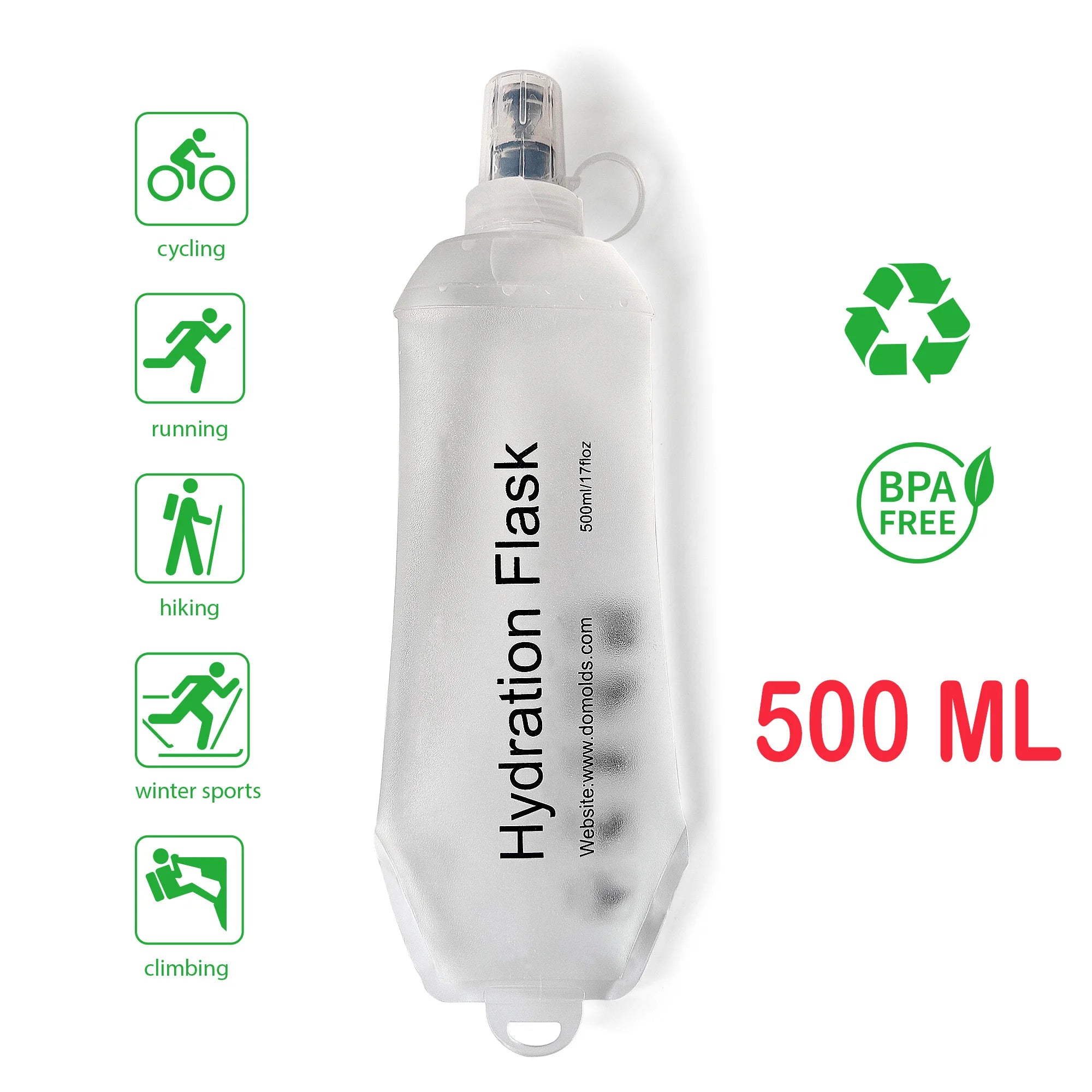AXEN 500ML 250ML 150ML White Folding Water Bottle Collapsible Soft Flask TPU For Cycling Running Camping Travelling