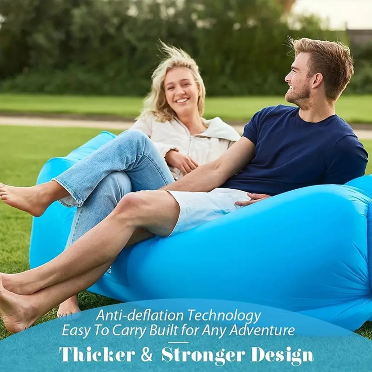Portable Inflatable Lounger Air Sofa Water Proof and Anti-Air Leaking Design for Beach Traveling Camping Picnics Music Festival
