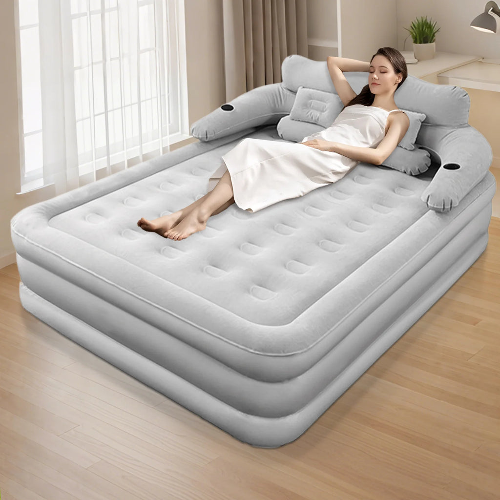 2 Person Built-In Pump Camping Mattress PVC Automatic Inflatable Increased Height Thickened Indoor Outdoor Lazy Sleeping Mat