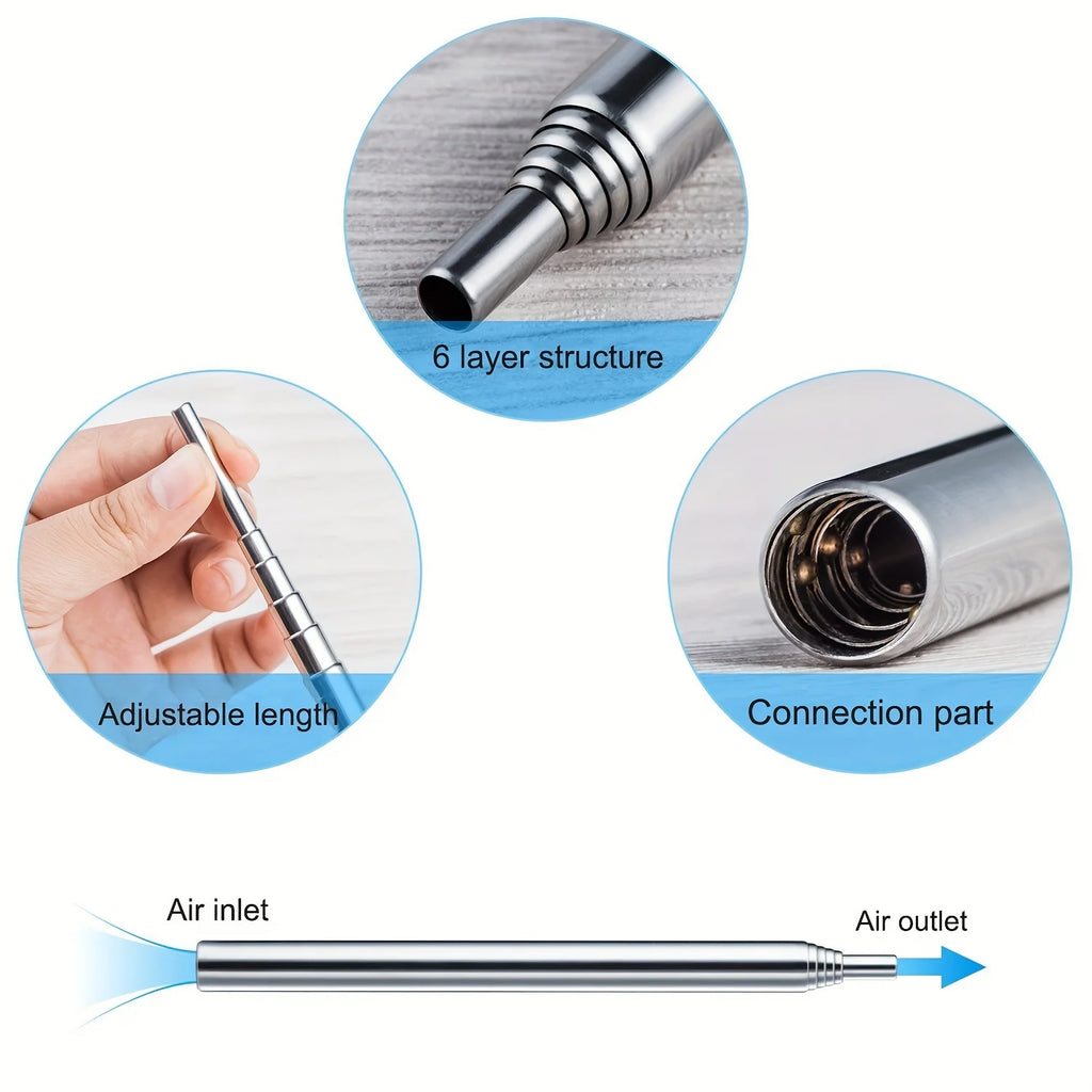 PSKOOK Blow Fire Tube Mouth Blowpipe Stainless Steel Fire Blowing Pipe Portable Fire Bellows Good Gear for Cooking Picnic BBQ