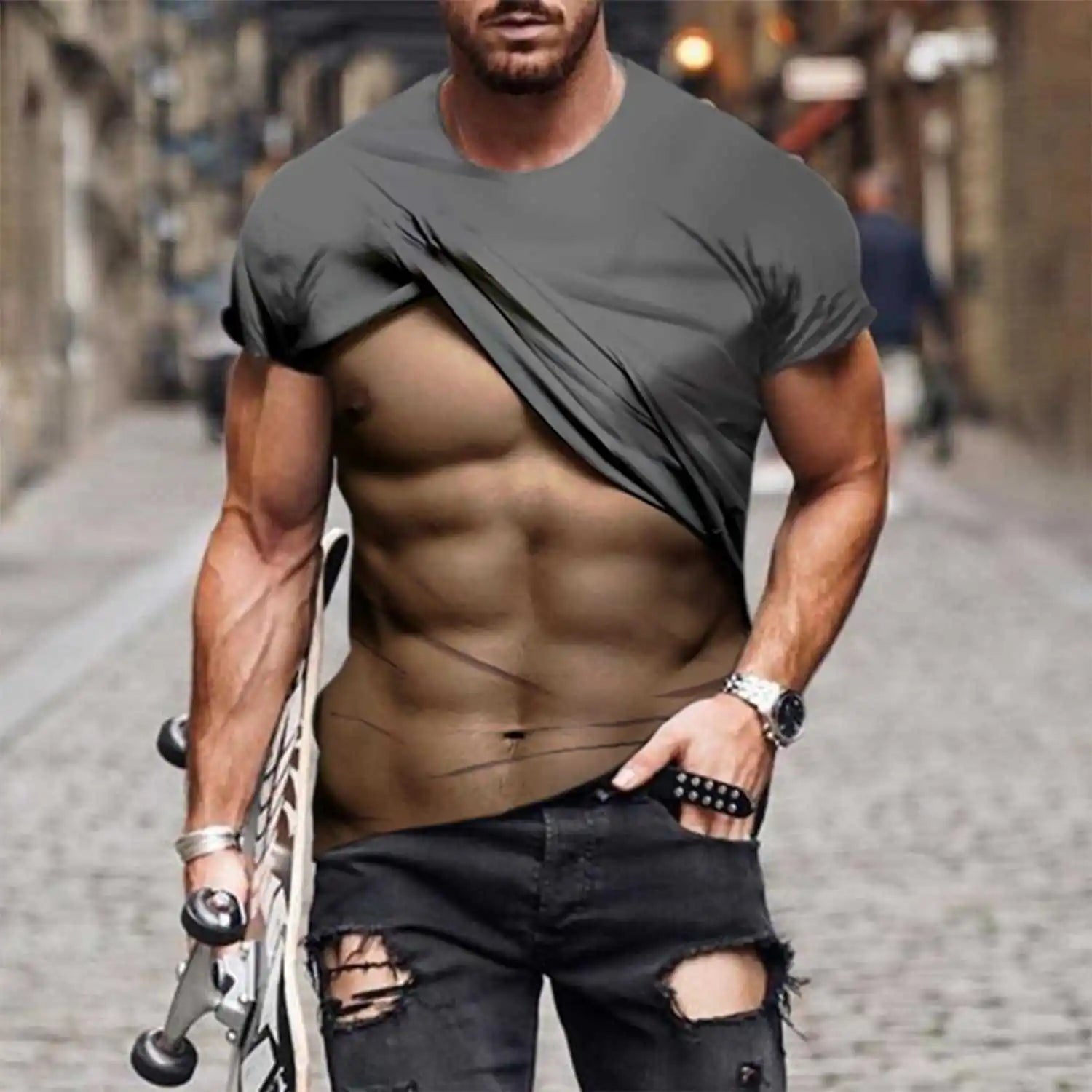 New Funny Muscle 3D T Shirt Men's Fashion Casual T-shirt Men Women Round Neck Short Sleeve Unisex Children Tshirt Clothes