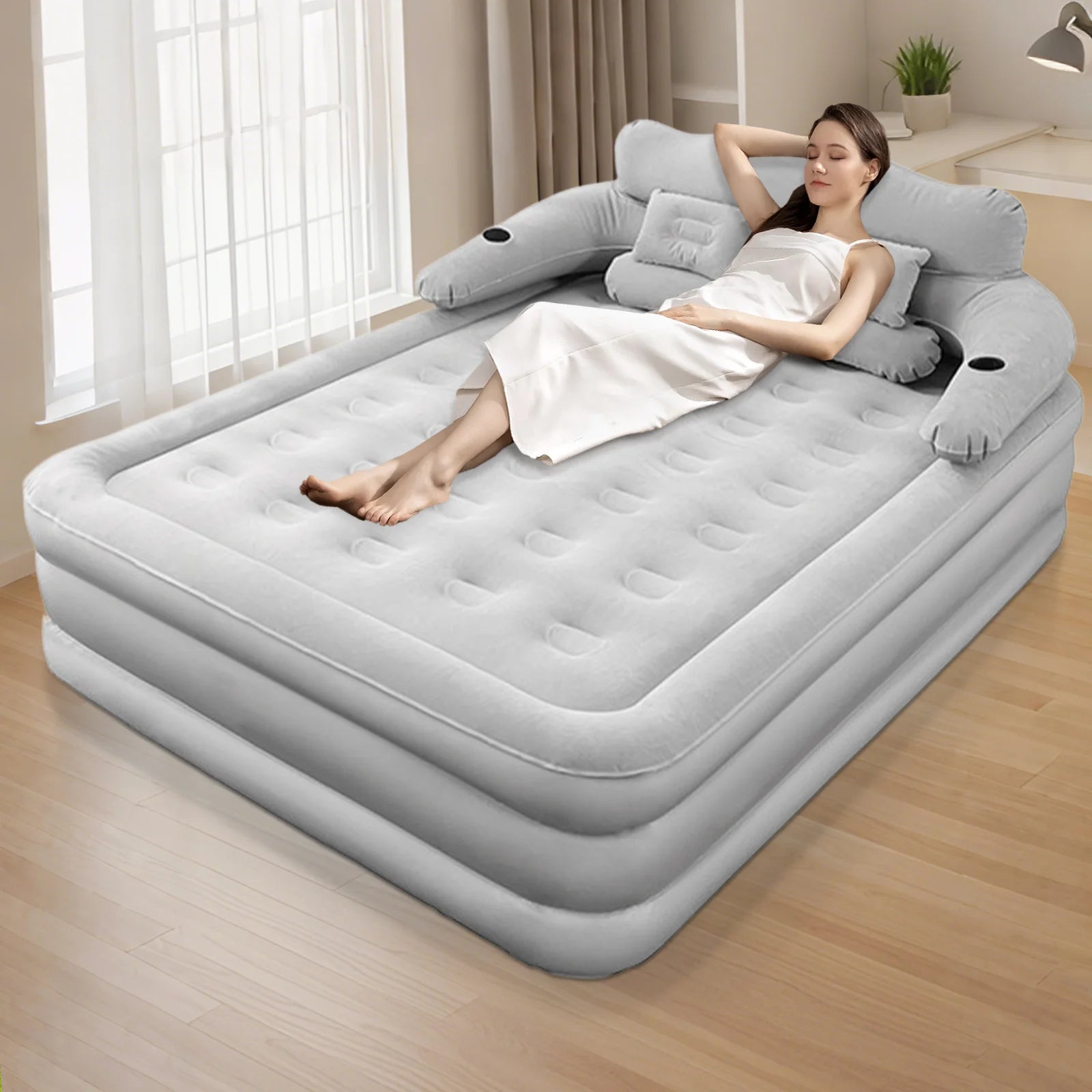 2 Person Automatic Inflatable Mattress For Home Outdoor Camping Rest Sleeping Bed Car Air Cushion Portable Folding Lazy Sofa Mat