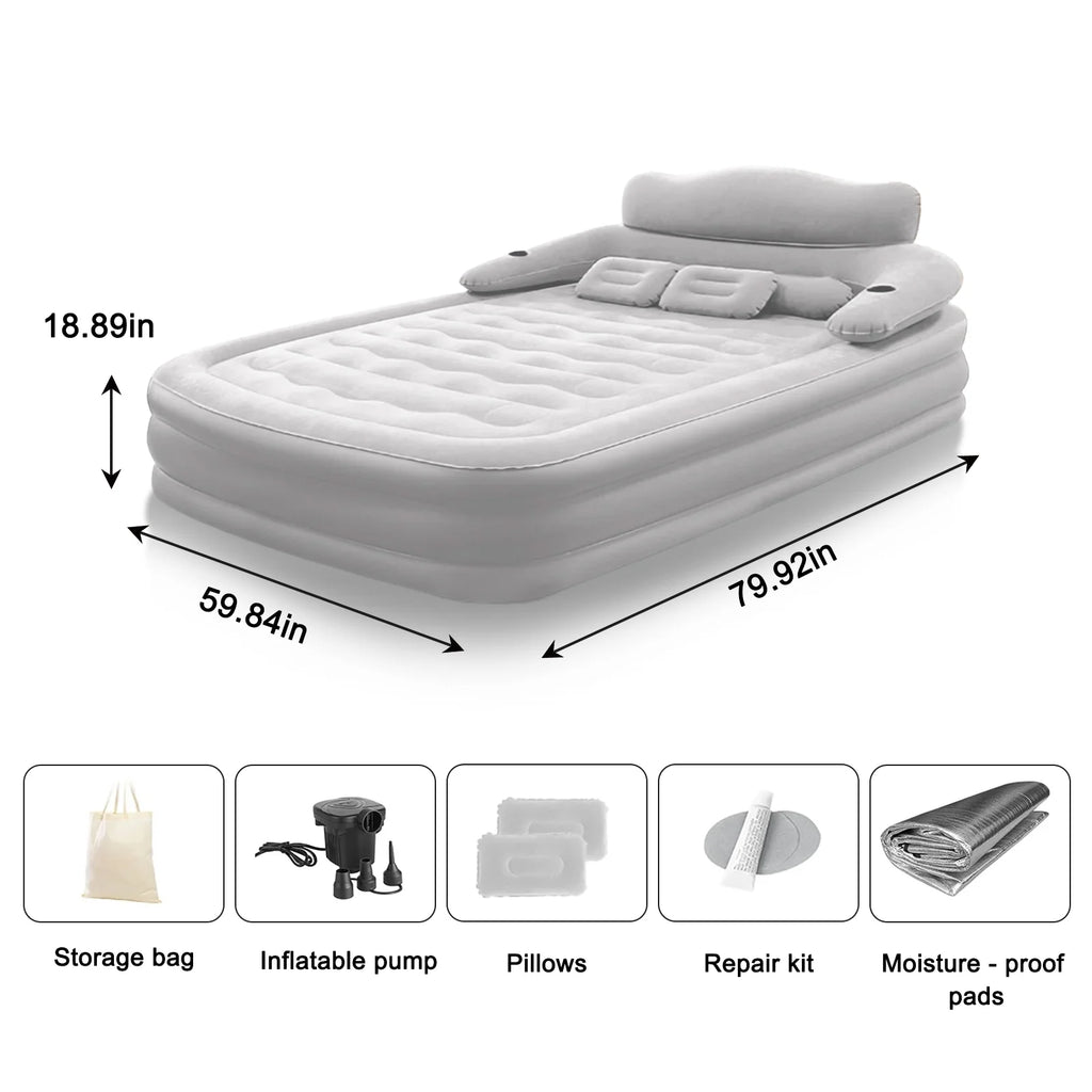 2 Person Built-In Pump Camping Mattress PVC Automatic Inflatable Increased Height Thickened Indoor Outdoor Lazy Sleeping Mat