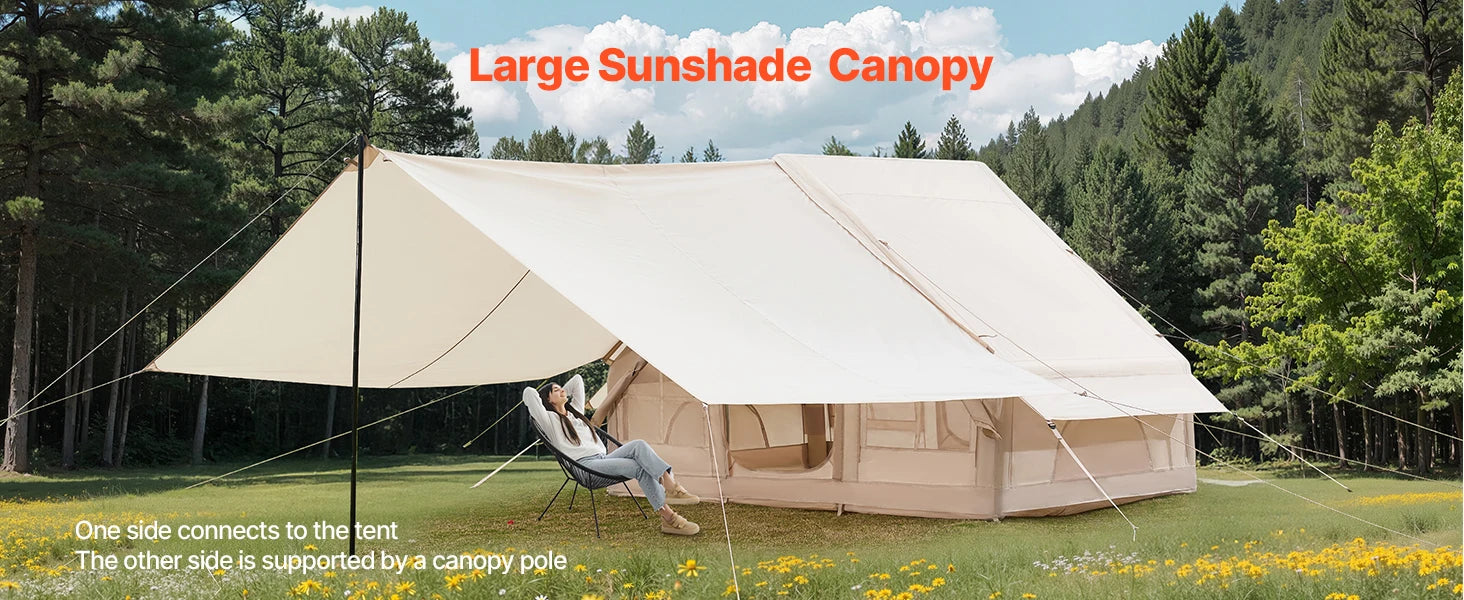 SucceBuy Inflatable Tents for Camp 3-5 Person Easy Setup Blow up Tent with Hand Pump 300D Oxford Tent with Doors & Mesh Windows