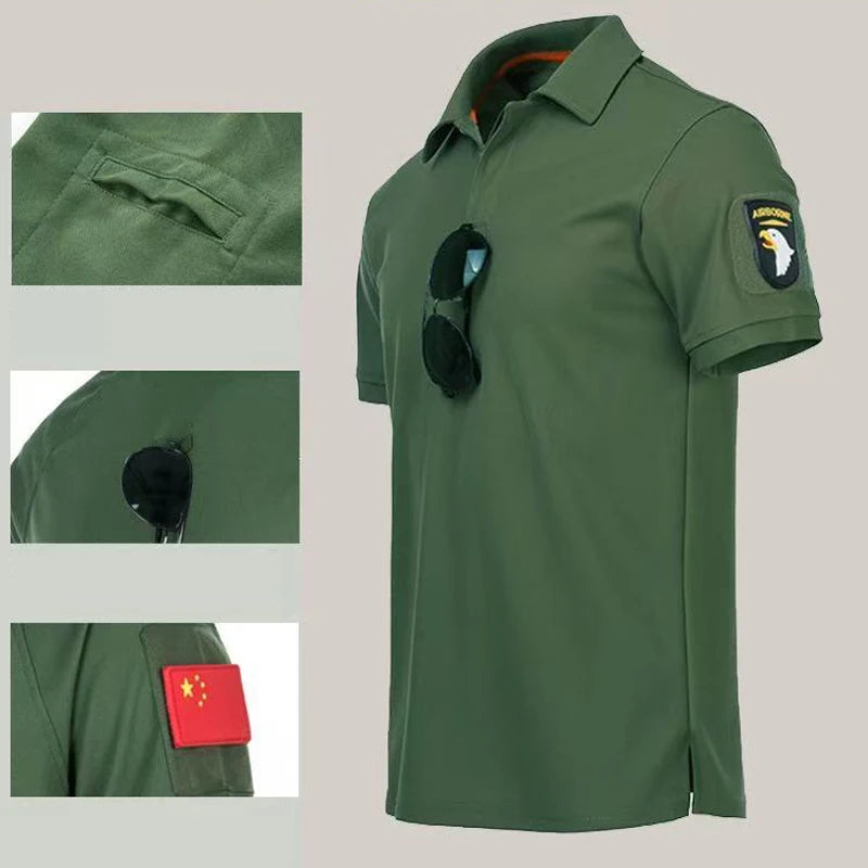 Men's Summer Quick Dry Military Army Tactical T-shirt Sport Breathable Workwear Camping Climbing Sports Hiking Casual Pullover