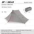 3F UL GEAR Lanshan 2 Pro 2026 Silpoly/Silnylon Tent Outdoor Ultralight Poleless Tent T-zip Doors Waterproof Hiking Backpacking