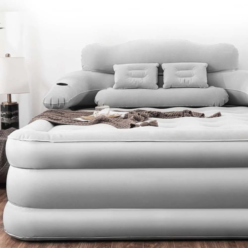 PVC Inflatable Mattress With Pillow For Home Outdoor Camping Rest Sleeping Bed Car Air Cushion Portable Foldable Lazy Sofa Mat
