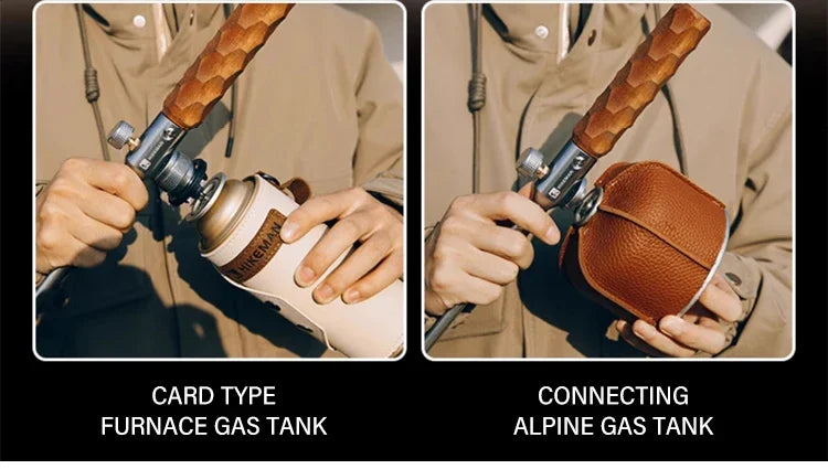 Wood Handle Removable Three-stage Gas Burner Gun Outdoor Camping Torch Cooking Bbq Igniter Cassette Gas Tank Highpower Flame Gun