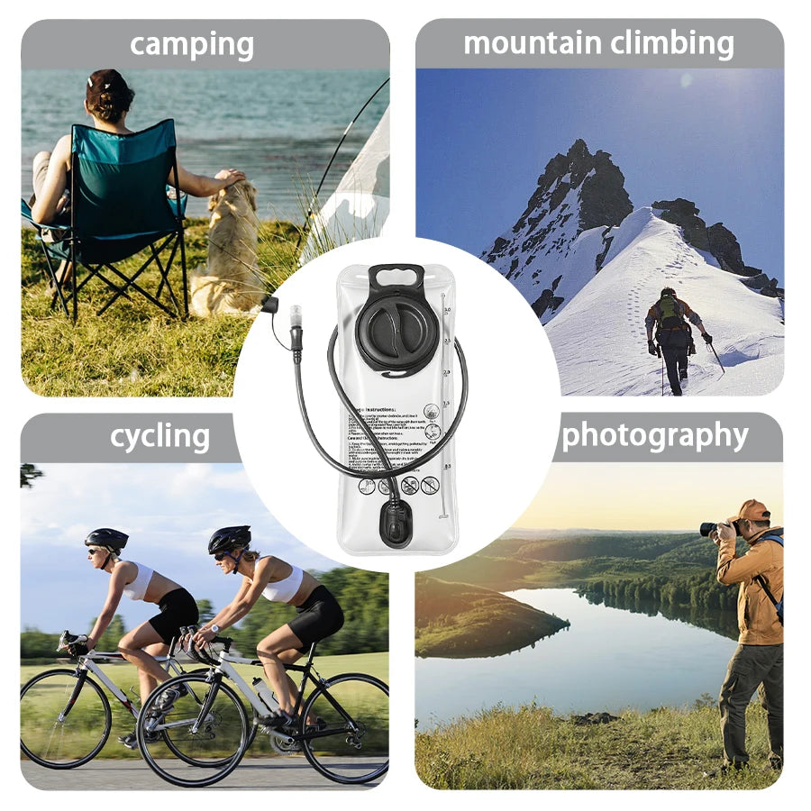 1.5L~3.0L water pipe, one click quick release outdoor water bag, foldable with multiple color options