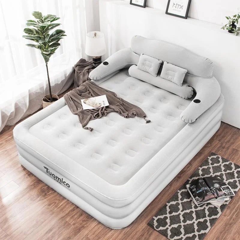 PVC Inflatable Mattress With Pillow For Home Outdoor Camping Rest Sleeping Bed Car Air Cushion Portable Foldable Lazy Sofa Mat