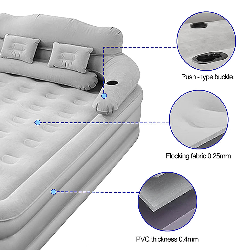 PVC Inflatable Mattress With Pillow For Home Outdoor Camping Rest Sleeping Bed Car Air Cushion Portable Foldable Lazy Sofa Mat