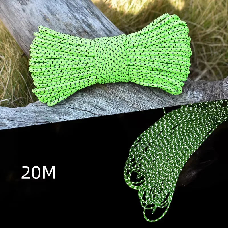 50M Multifunctional Outdoor Paracord Luminous Umbrella Rope Reflective Survival Rescue Umbrella Rope Camping Paracord Cord