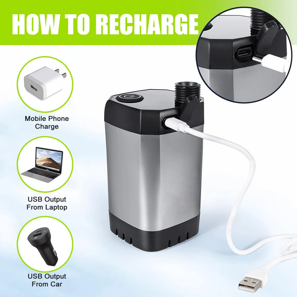 Outdoor Camping Shower Portable Electric Shower Pump Waterproof Adjustable, Shower Tool with 2M Hose, for Outdoor Home Cleaning
