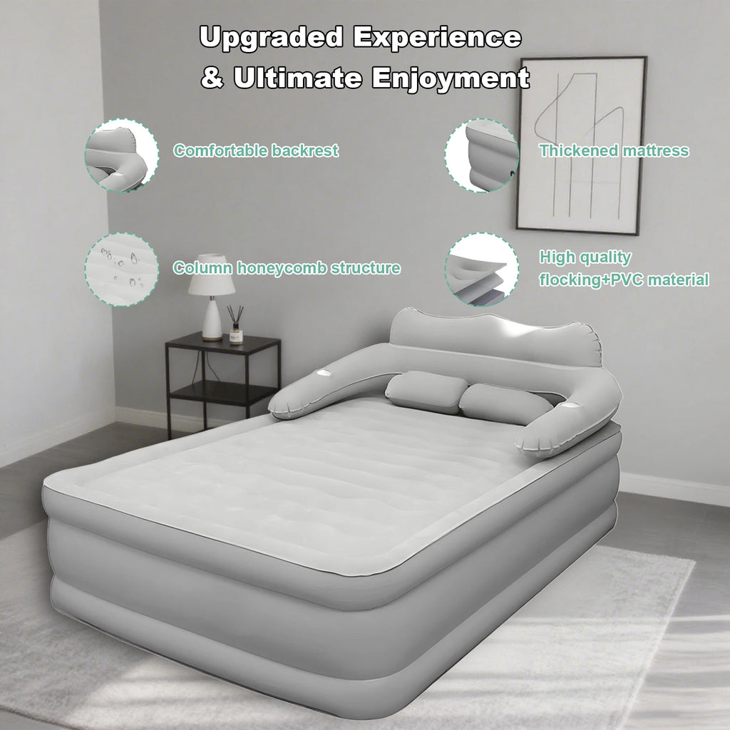 PVC Inflatable Mattress With Pillow For Home Outdoor Camping Rest Sleeping Bed Car Air Cushion Portable Foldable Lazy Sofa Mat