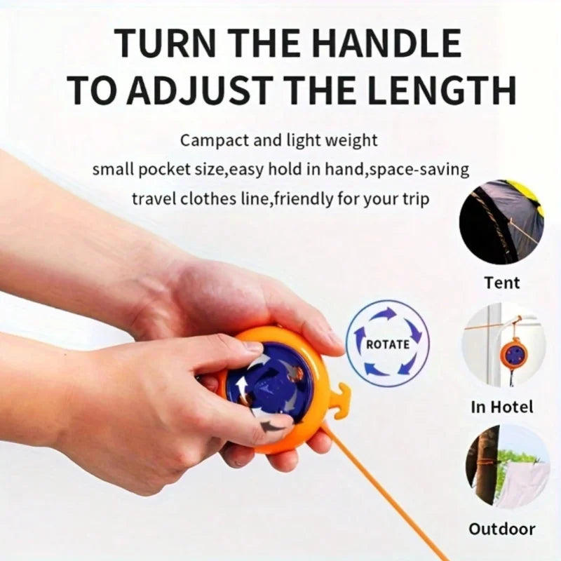 Retractable Clothesline Portable Travel Clothes Drying Rack Rope Outdoor Camping Portable Clothing Line for Laundry