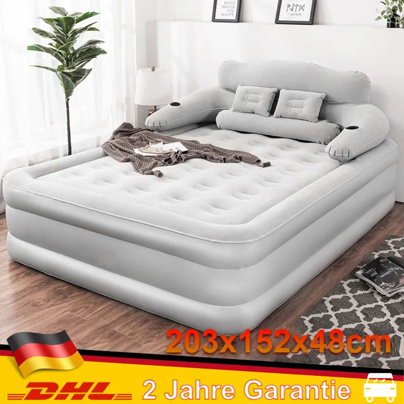 PVC Inflatable Mattress With Pillow For Home Outdoor Camping Rest Sleeping Bed Car Air Cushion Portable Foldable Lazy Sofa Mat
