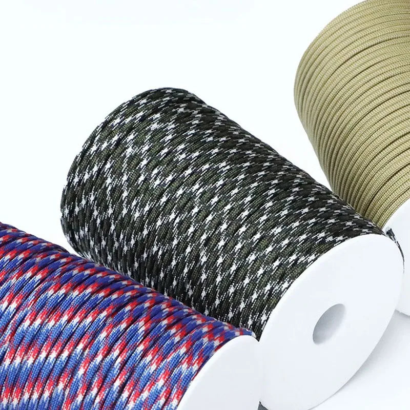 100M 550 military standard 7 core paracord 4mm outdoor parachute rope survival parachute tent lanyard camouflage parachute rope
