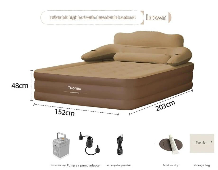 PVC Inflatable Mattress With Pillow For Home Outdoor Camping Rest Sleeping Bed Car Air Cushion Portable Foldable Lazy Sofa Mat