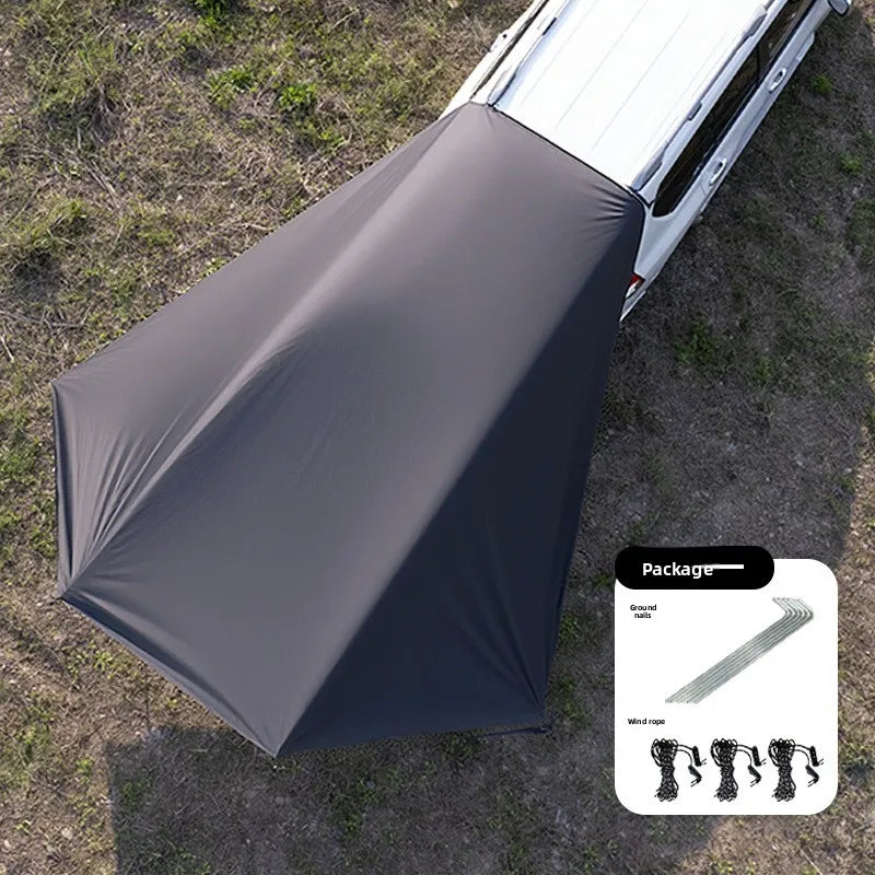 SUV Side Awning, Suction Cup Sun Shade Canopy, Silver Black Coated UV Protection Car Tent for Self-driving Camping