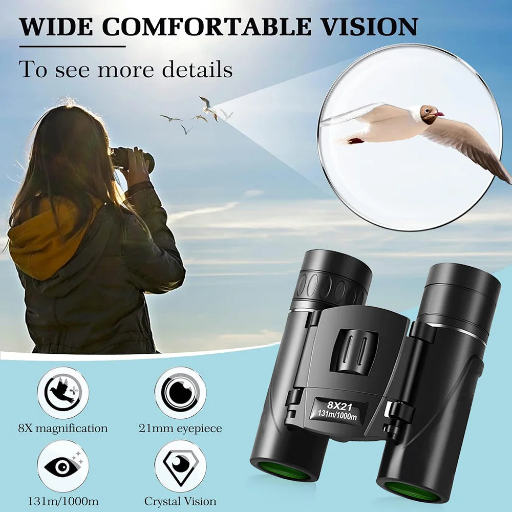 Mini Compact Lightweight 8x21 Small Binoculars for Concert Opera Sports Game Outdoors Hiking Travel Kids Bird Watching Christmas
