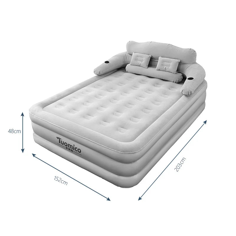 PVC Inflatable Mattress With Pillow For Home Outdoor Camping Rest Sleeping Bed Car Air Cushion Portable Foldable Lazy Sofa Mat