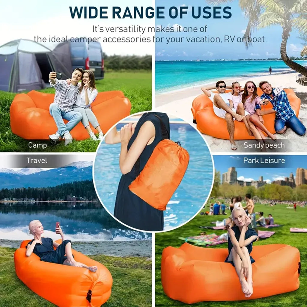 Portable Inflatable Lounger Air Sofa Water Proof and Anti-Air Leaking Design for Beach Traveling Camping Picnics Music Festival