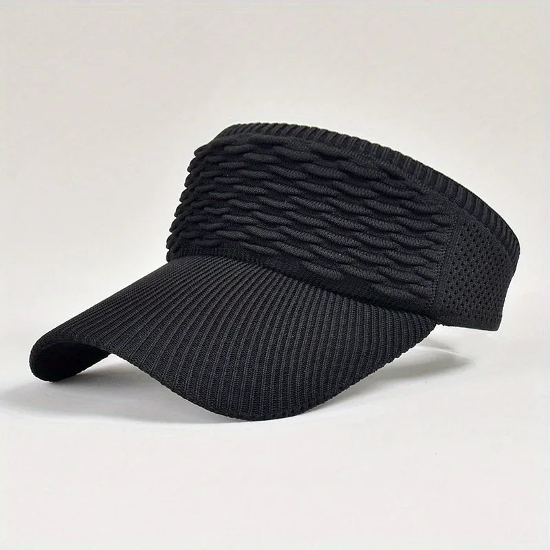 Casual Elastic Knitted Cap, Breathable Women's Empty Top Sunshade Hat For Outdoor Sports And Sun Protection