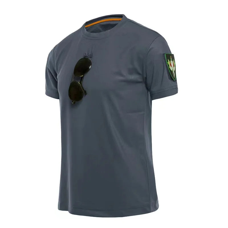 Men's Summer Quick Dry Military Army Tactical T-shirt Sport Breathable Workwear Camping Climbing Sports Hiking Casual Pullover
