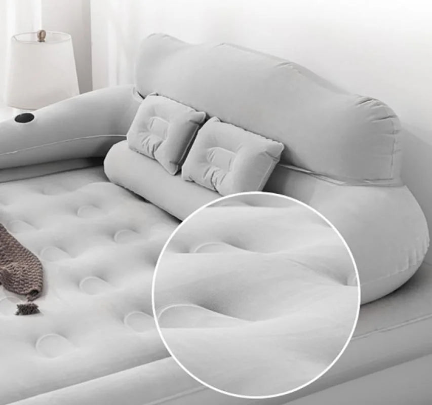 PVC Inflatable Mattress With Pillow For Home Outdoor Camping Rest Sleeping Bed Car Air Cushion Portable Foldable Lazy Sofa Mat