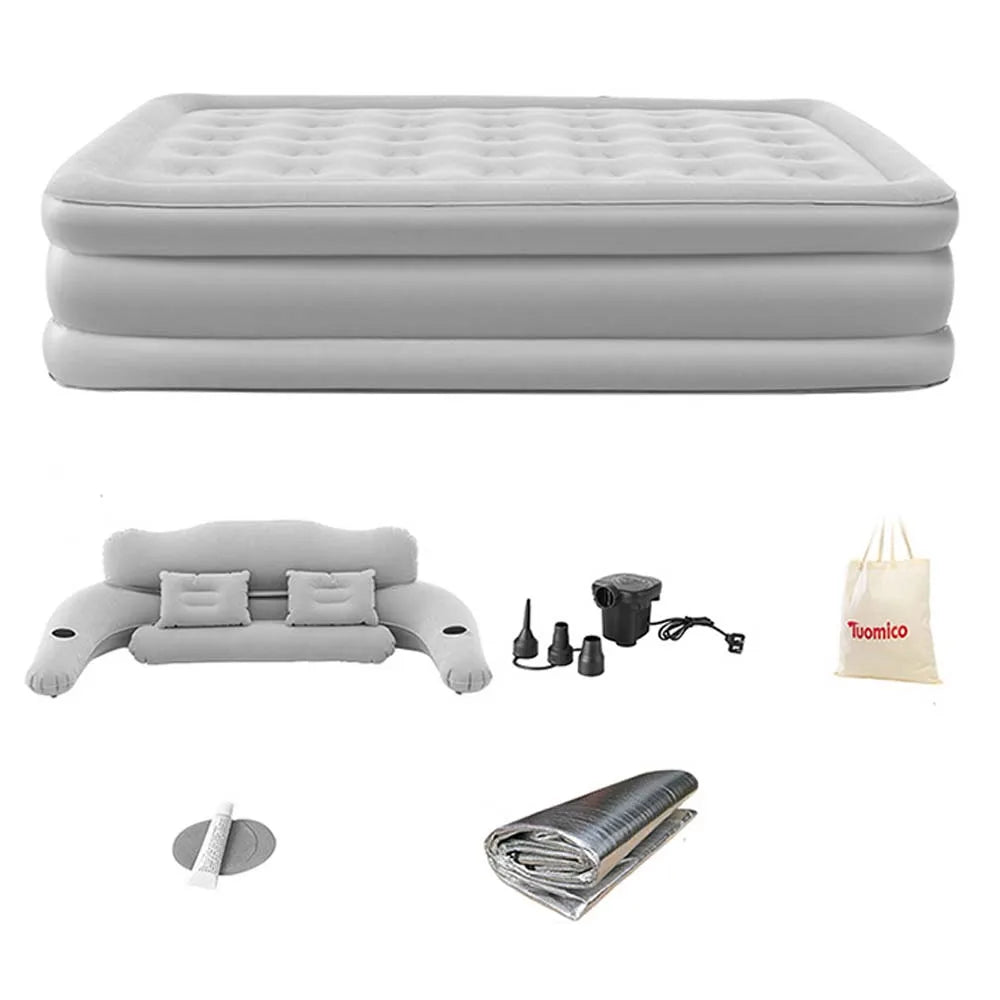 PVC Inflatable Mattress With Pillow For Home Outdoor Camping Rest Sleeping Bed Car Air Cushion Portable Foldable Lazy Sofa Mat