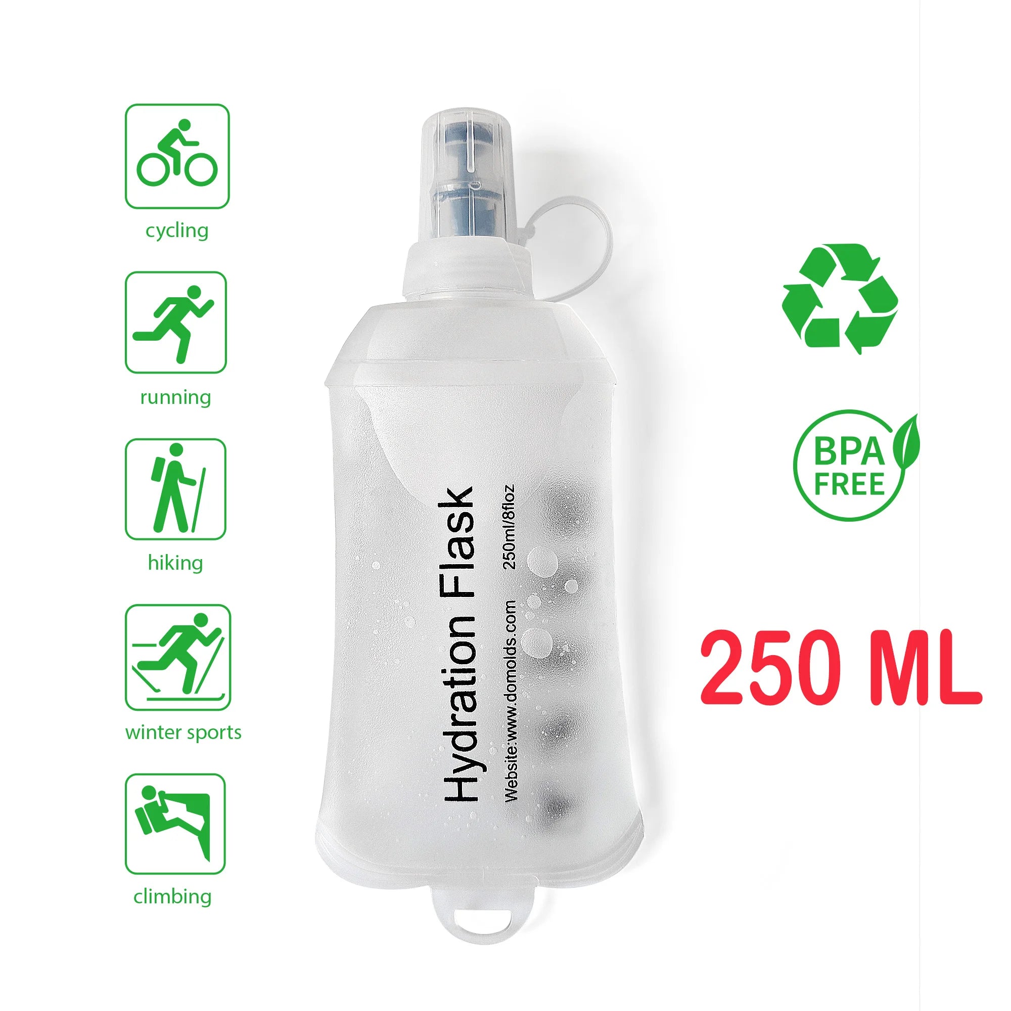 AXEN 500ML 250ML 150ML White Folding Water Bottle Collapsible Soft Flask TPU For Cycling Running Camping Travelling