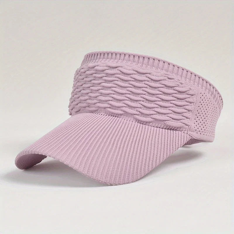 Casual Elastic Knitted Cap, Breathable Women's Empty Top Sunshade Hat For Outdoor Sports And Sun Protection