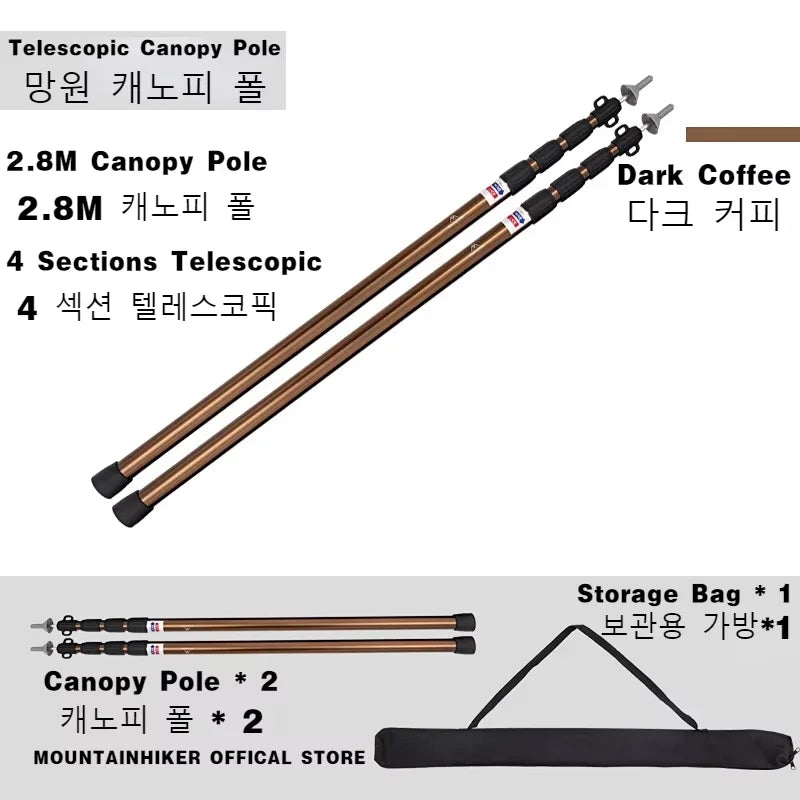 MOUNTAINHIKER Adjustable Tent Support Rod Beach Shelter Tarp Awning Pole Aluminum Alloy Tent Pole Accessories For Camping Tent