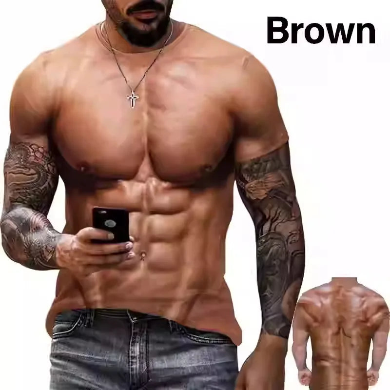 New Funny Muscle 3D T Shirt Men's Fashion Casual T-shirt Men Women Round Neck Short Sleeve Unisex Children Tshirt Clothes