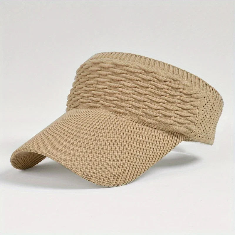 Casual Elastic Knitted Cap, Breathable Women's Empty Top Sunshade Hat For Outdoor Sports And Sun Protection