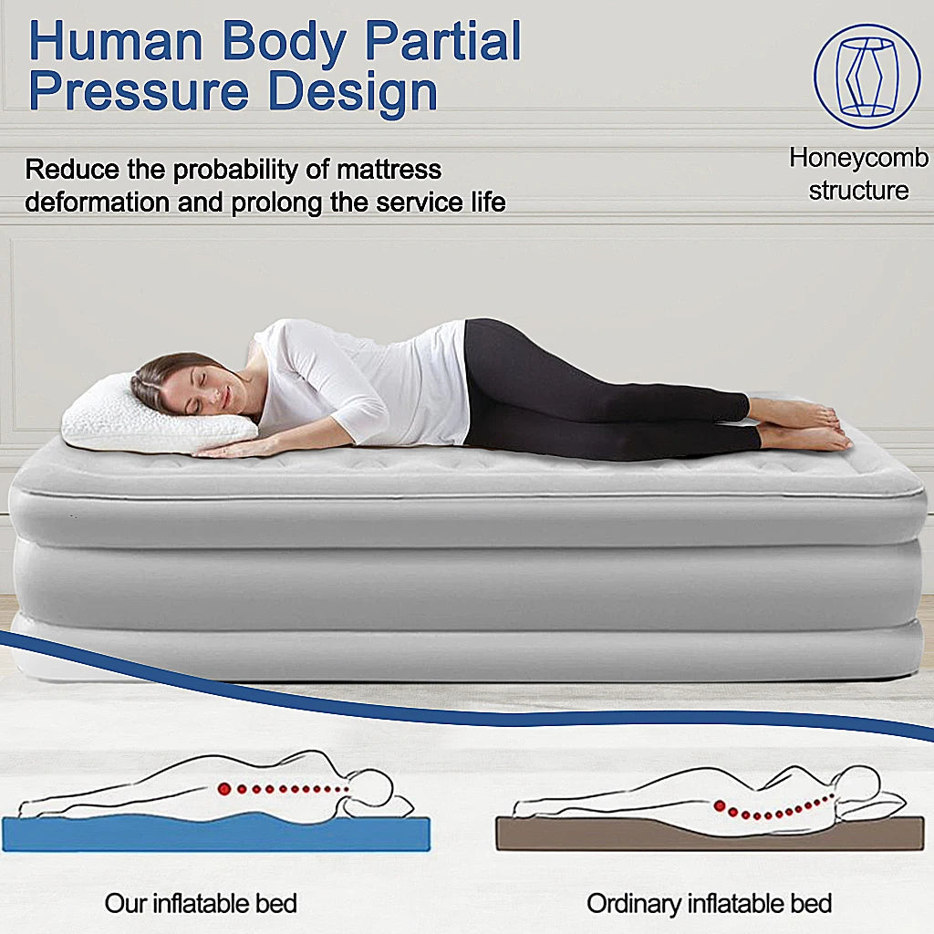 PVC Inflatable Mattress With Pillow For Home Outdoor Camping Rest Sleeping Bed Car Air Cushion Portable Foldable Lazy Sofa Mat