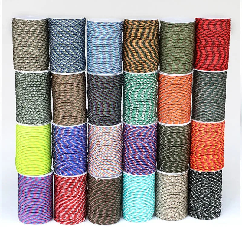 100M 550 military standard 7 core paracord 4mm outdoor parachute rope survival parachute tent lanyard camouflage parachute rope