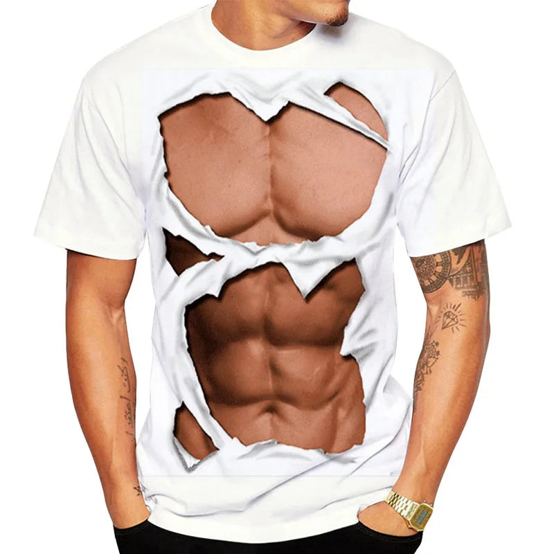 New Funny Muscle 3D T Shirt Men's Fashion Casual T-shirt Men Women Round Neck Short Sleeve Unisex Children Tshirt Clothes