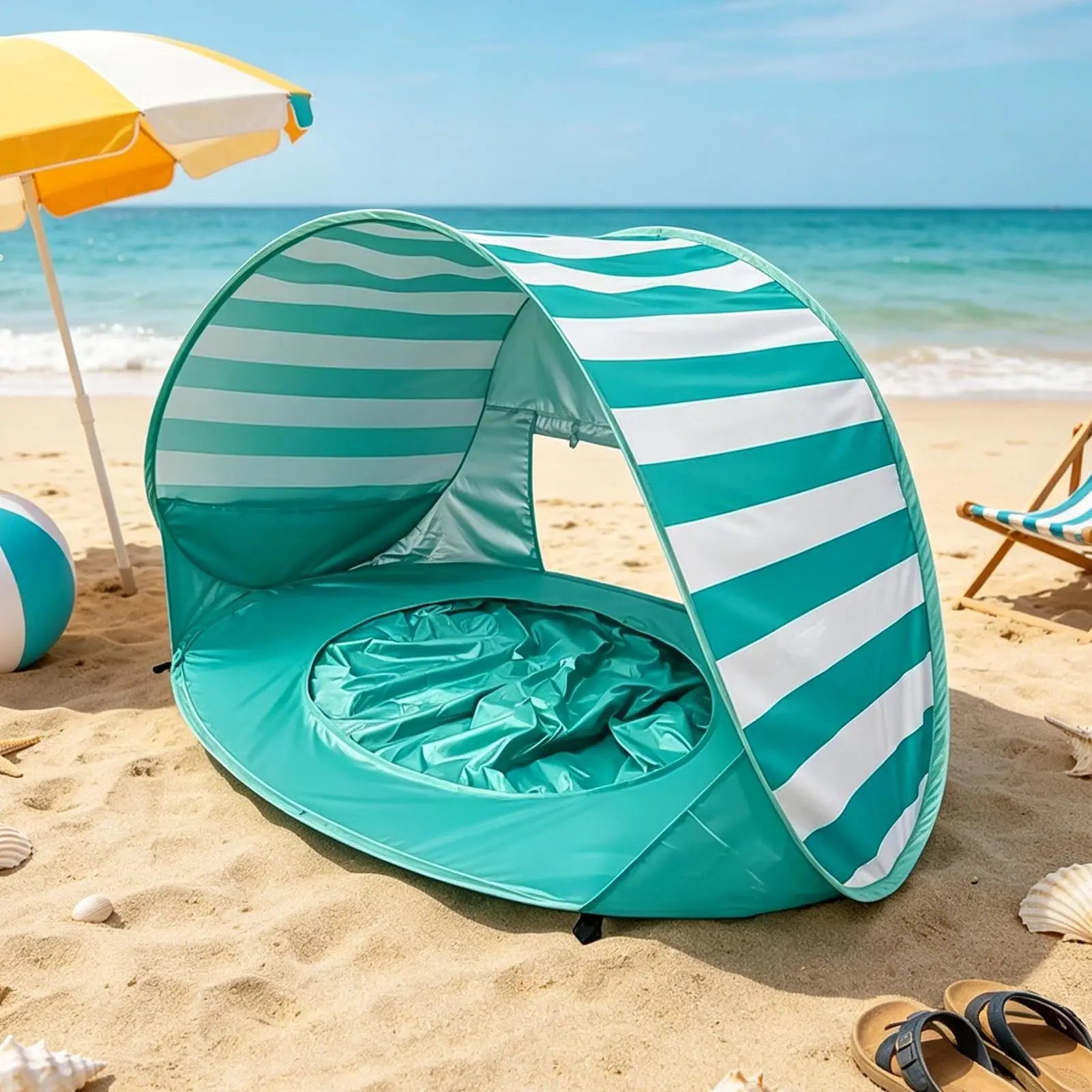 Beach Tent UPF 50+ PopUp Sun Shade Portable Kids UV Protection Outdoor Cabana Mini Pool Foldable Vacation Travel Picnic Shelter