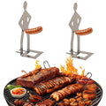 Stainless Steel BBQ Sausage Holder Novelty Party Camping Gifts Funny Sausage Roaster Reusable Hot Dog Grill for Outdoor Camping