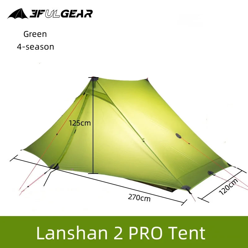 3F UL GEAR Lanshan 2 Pro 2026 Silpoly/Silnylon Tent Outdoor Ultralight Poleless Tent T-zip Doors Waterproof Hiking Backpacking