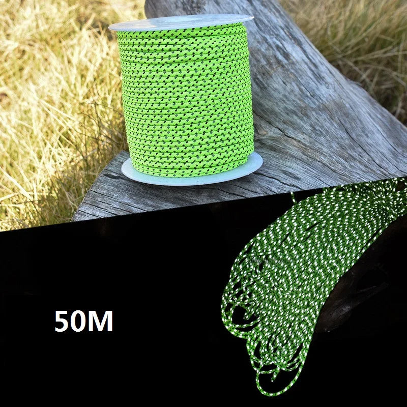50M Multifunctional Outdoor Paracord Luminous Umbrella Rope Reflective Survival Rescue Umbrella Rope Camping Paracord Cord