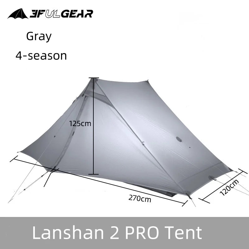3F UL GEAR Lanshan 2 Pro 2026 Silpoly/Silnylon Tent Outdoor Ultralight Poleless Tent T-zip Doors Waterproof Hiking Backpacking