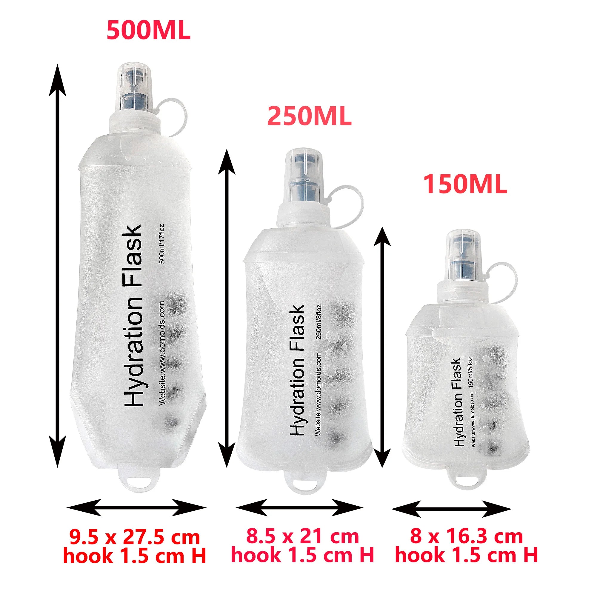 AXEN 500ML 250ML 150ML White Folding Water Bottle Collapsible Soft Flask TPU For Cycling Running Camping Travelling