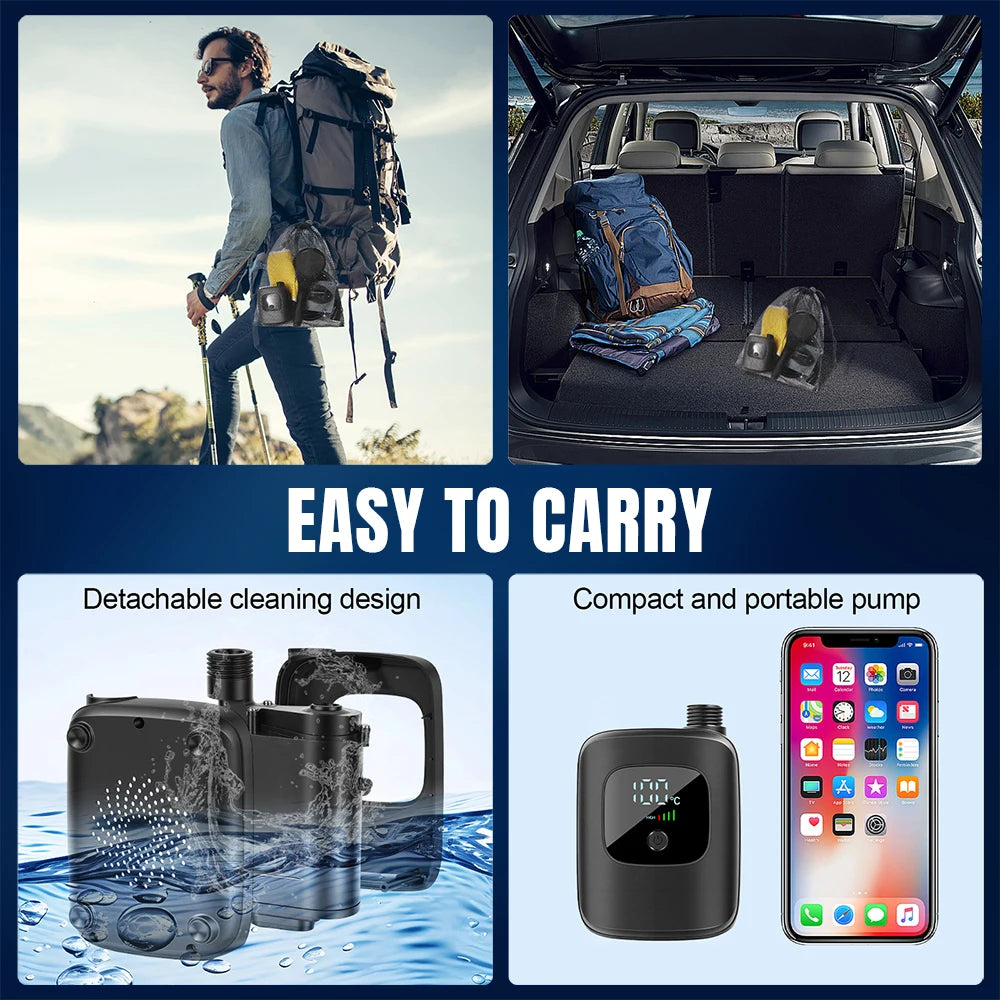 New Portable Camping Shower Pump Outdoor Shower Kit with Elements Filter, 3 Modes, Digital Display for Camping Pet Bath Car Wash