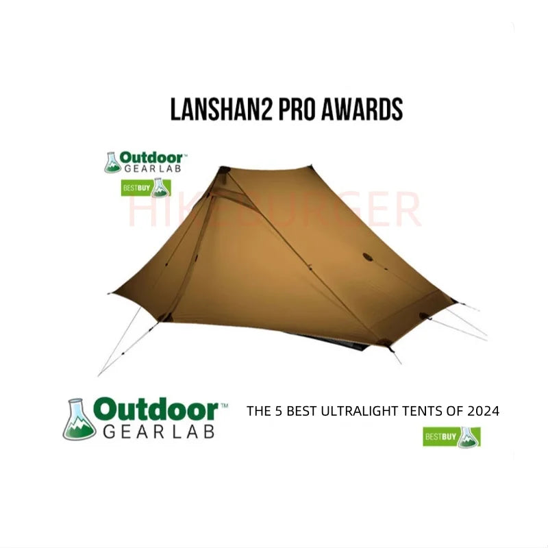 3F UL GEAR Lanshan 2 Pro 2026 Silpoly/Silnylon Tent Outdoor Ultralight Poleless Tent T-zip Doors Waterproof Hiking Backpacking