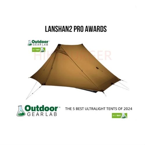 3F UL GEAR Lanshan 2 Pro 2026 Silpoly/Silnylon Tent Outdoor Ultralight Poleless Tent T-zip Doors Waterproof Hiking Backpacking