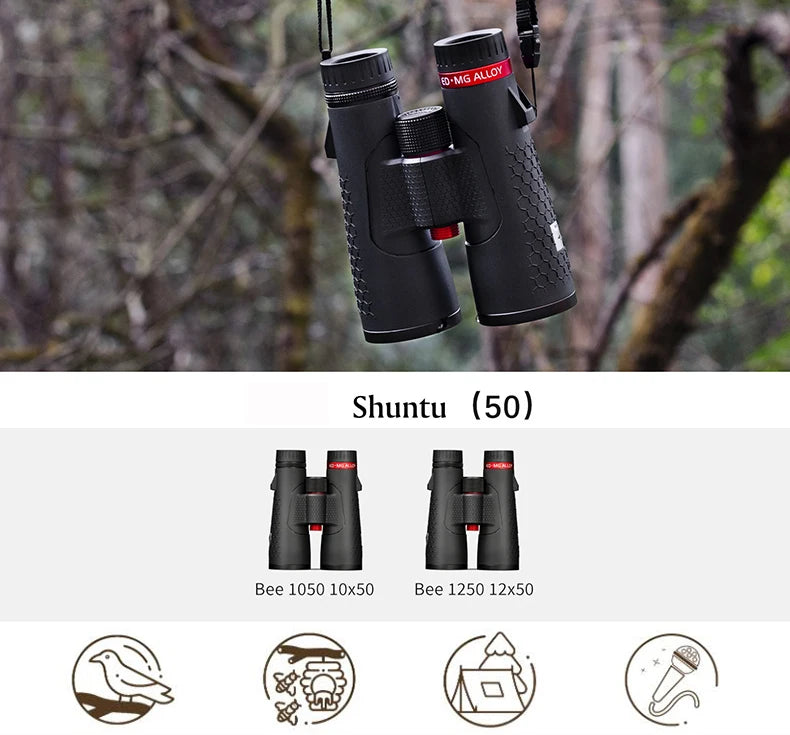 Shuntu Powerful 10x50/12X50 ED Lens Binoculars IPX7 Waterproof Bak4 Prism Long Range Outdoor Telescope for Camping Hunting Sport