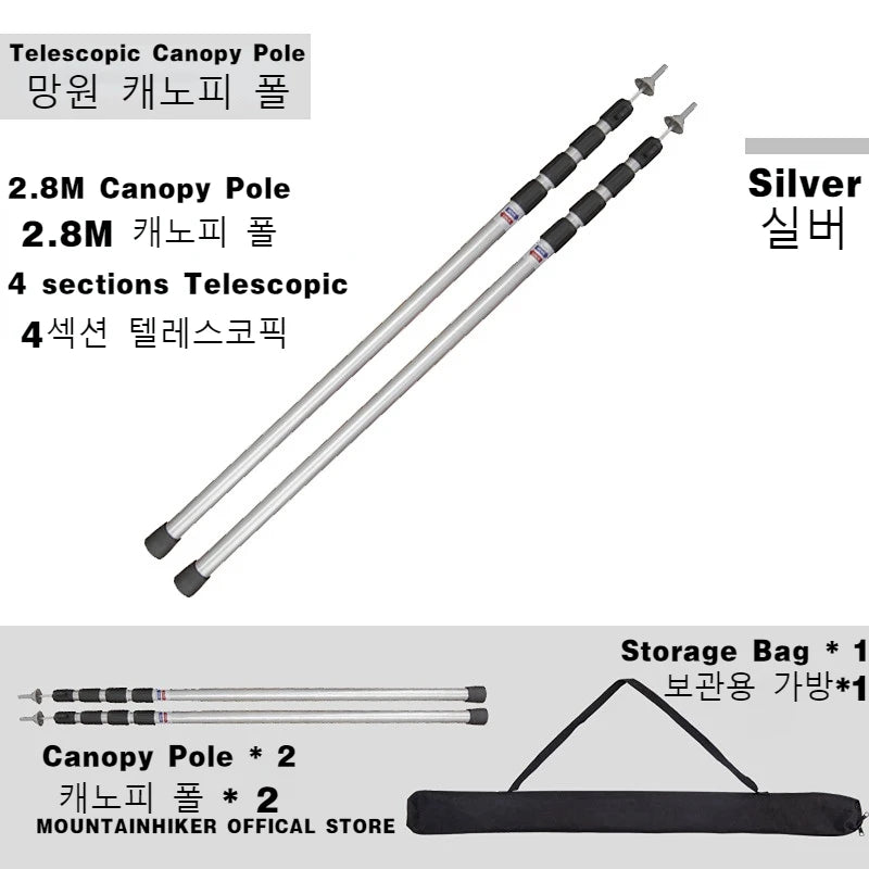 MOUNTAINHIKER Adjustable Tent Support Rod Beach Shelter Tarp Awning Pole Aluminum Alloy Tent Pole Accessories For Camping Tent